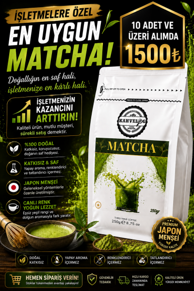 Toptan KAHVELOG SAF MATCHA 250 gr (%100 Orjinal katkısız)