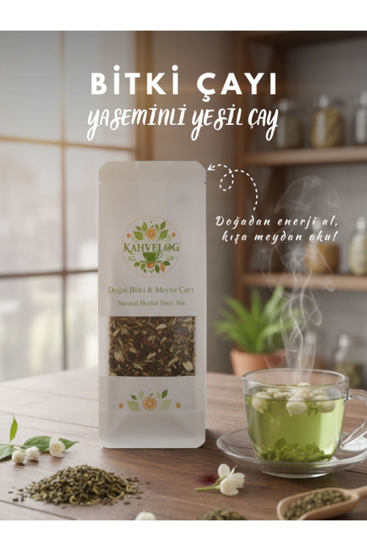 Yaseminli Yeşil Çay 250gr(Doğal Kurutulmuş, Katkısız)