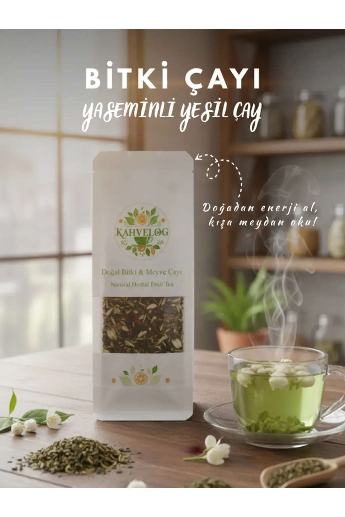 Yaseminli Yeşil Çay 250gr(Doğal Kurutulmuş, Katkısız)