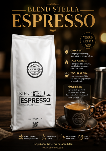 Kahvelog Espresso Blend Stella 1000gr Çekirdek Kahve