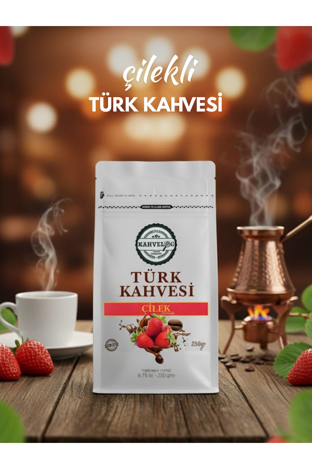 Çilekli Türk Kahvesi 250gr(aromalı)
